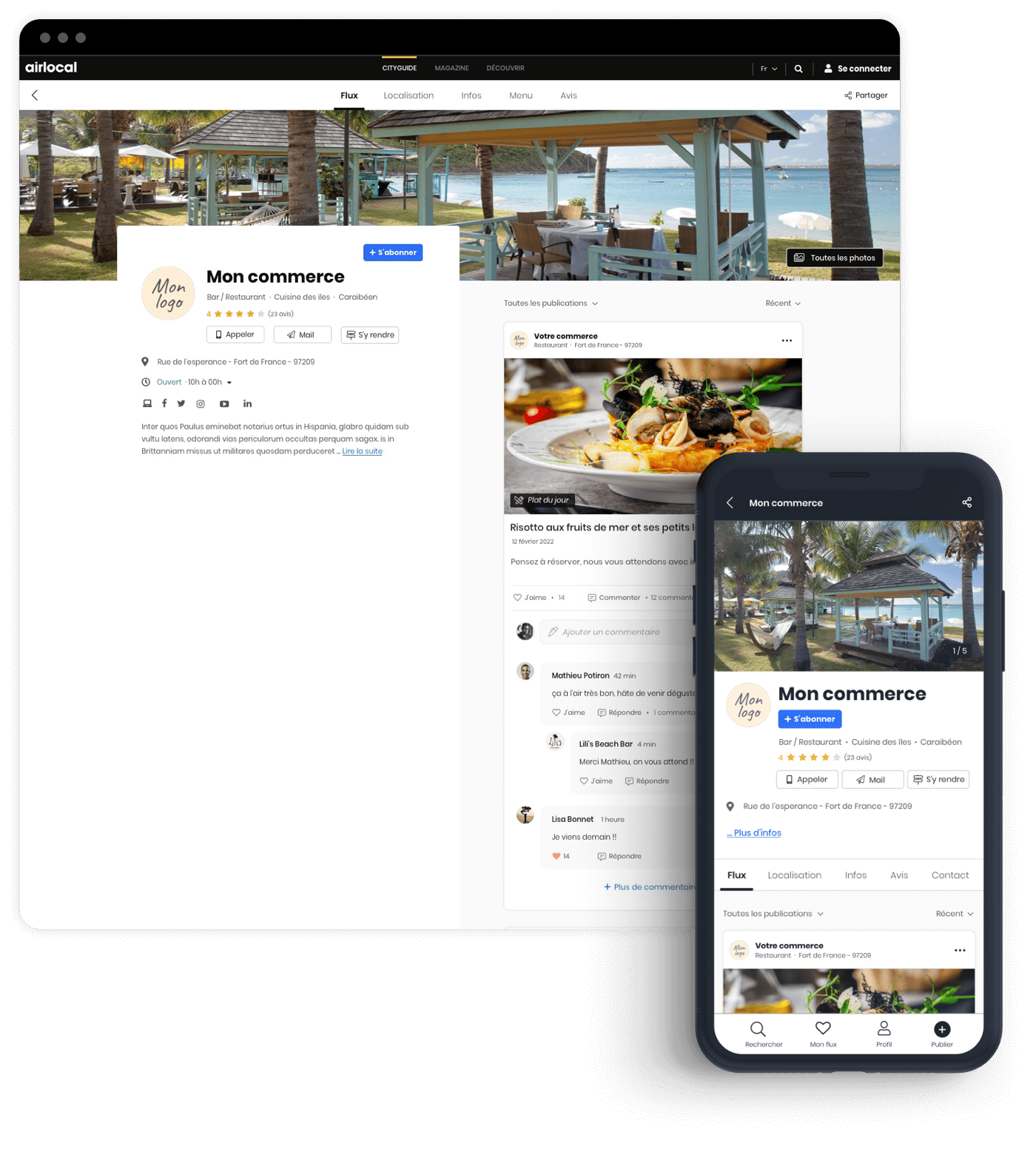 Airlocal App mobile and desktop mockup.